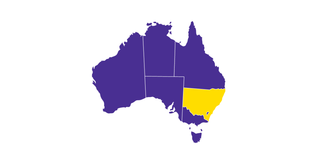 Purple Australia with yellow NSW