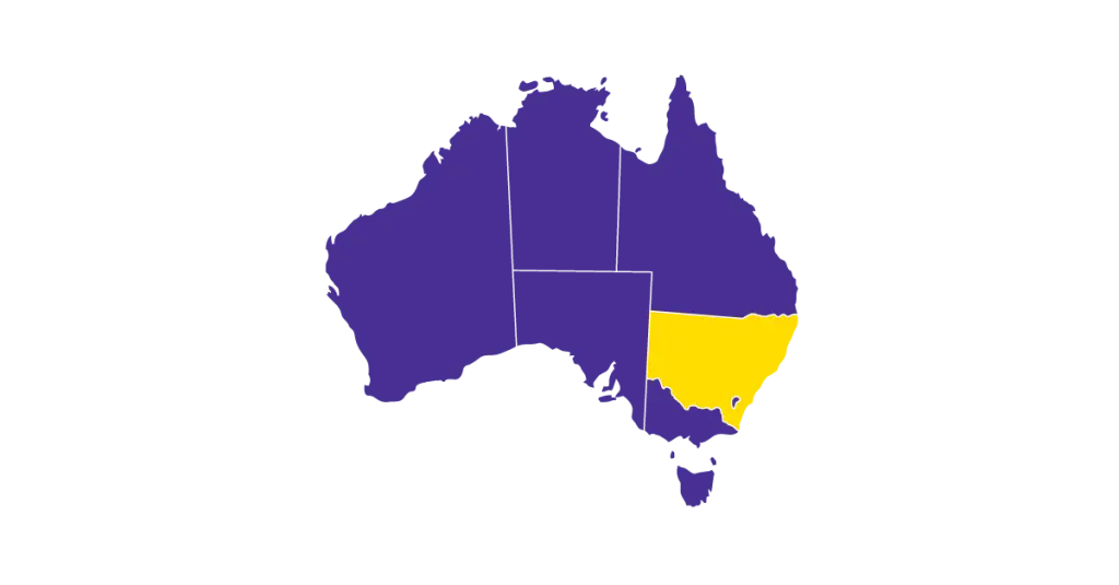 Purple Australia with yellow NSW